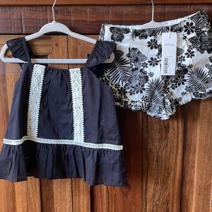 New Black and White Shirt and Short Set